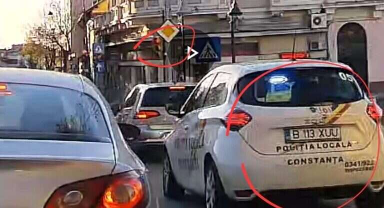 VIDEO Poliția Locală Constanța, un pericol pentru circulația rutieră. Cum încalcă legea „localii” dotați cu girofar