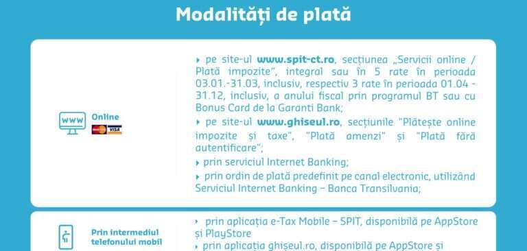 SPIT Constanța: 30 septembrie, termenul scadent pentru plata impozitelor și taxelor locale
