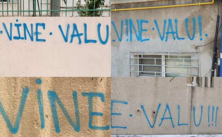 FOTO Clădiri din Centrul Vechi al Constanței, vandalizate cu mesajul electoral al lui Florin Mitroi (PNL)