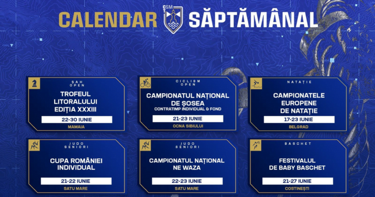 Programul competițiilor în care sunt angrenați sportivii CSM Constanța