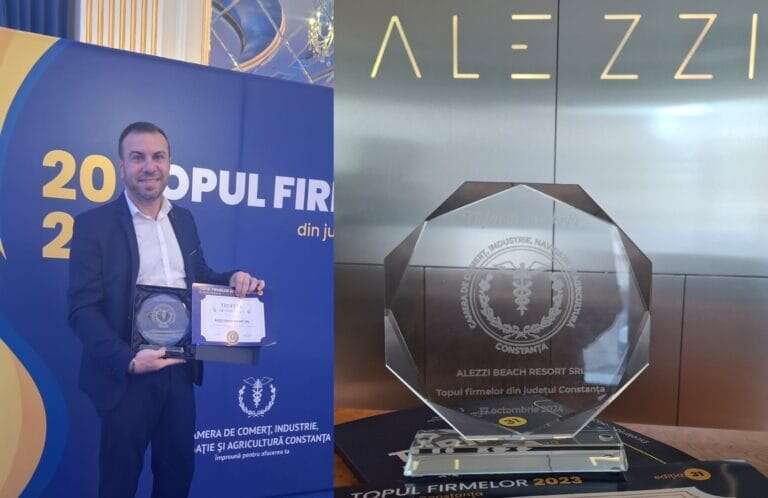 Alezzi Beach Resort, distinsă cu „Trofeul de Excelență” și Locul I la „Topul Firmelor din Județul Constanța”, organizat de CCINA