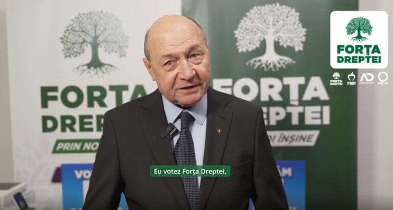 VIDEO Traian Băsescu a anunțat că va vota partidul Forța Dreptei. Fostul președinte al României susține candidații Forța Dreptei Constanța (Publicitate electorală)