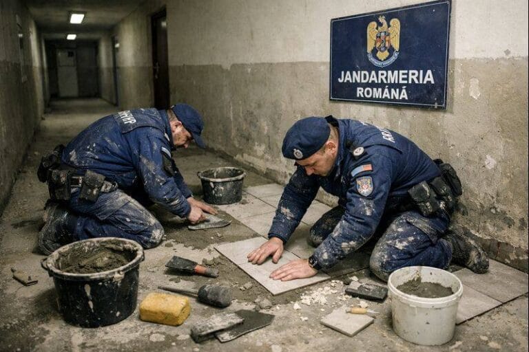 „Jandarmi faianțari”, la Constanța. Când „haina Militară” devine salopetă de șantier. Reacția instituției